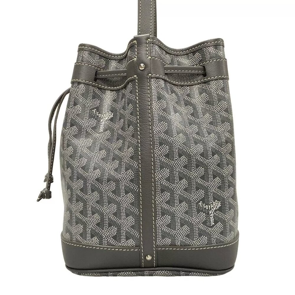GOYARD Petit Flot Bucket Bag Gray Coated Canvas Leather Shoulder Bag 2338-101424 - Picture 4 of 14